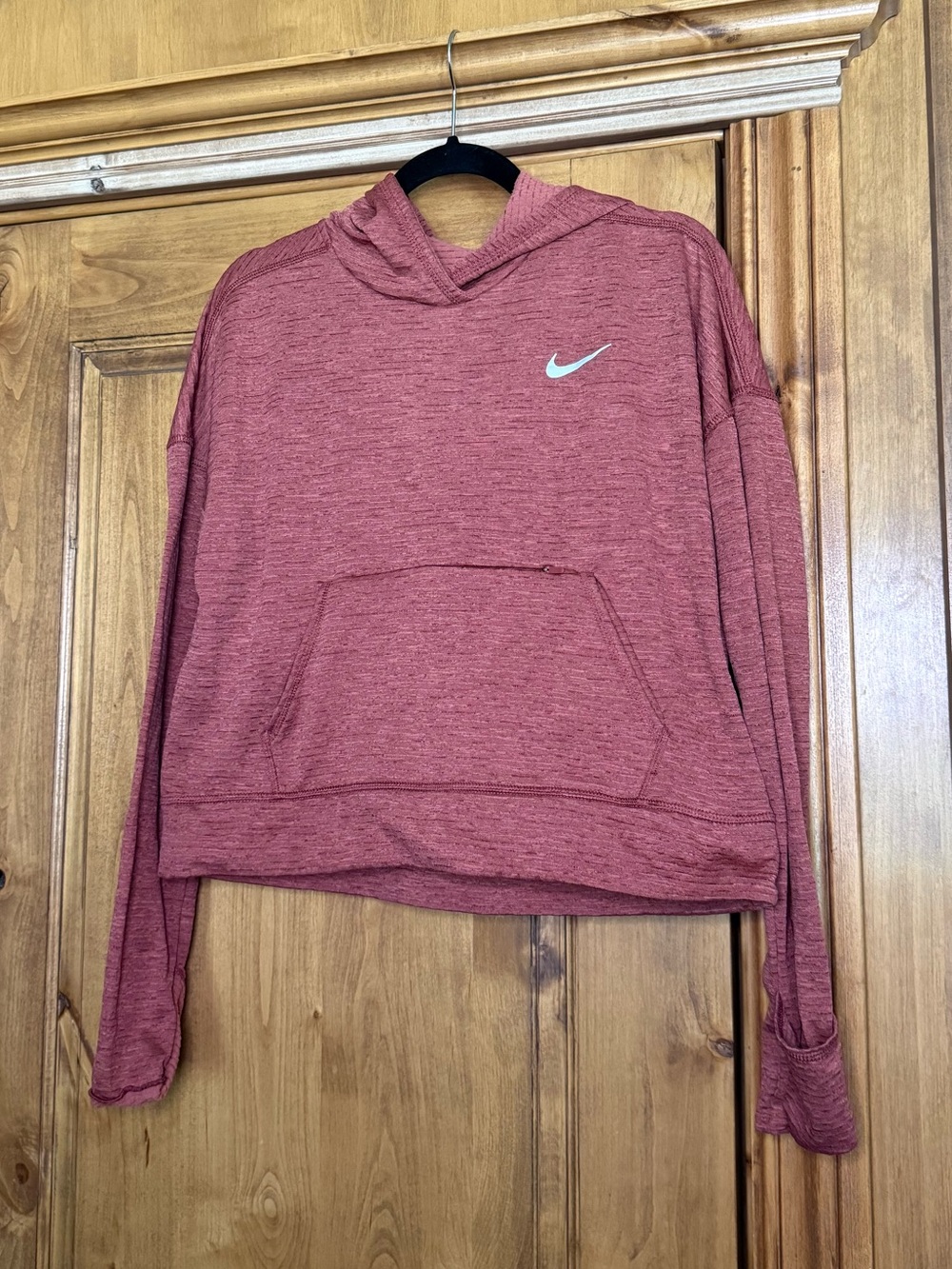 Nike Running Dri-FIT Heathered Mauve Hooded Pullover Sweatshirt Women’s Small